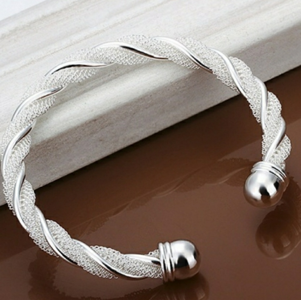Silver Cuff Bangle Bracelet